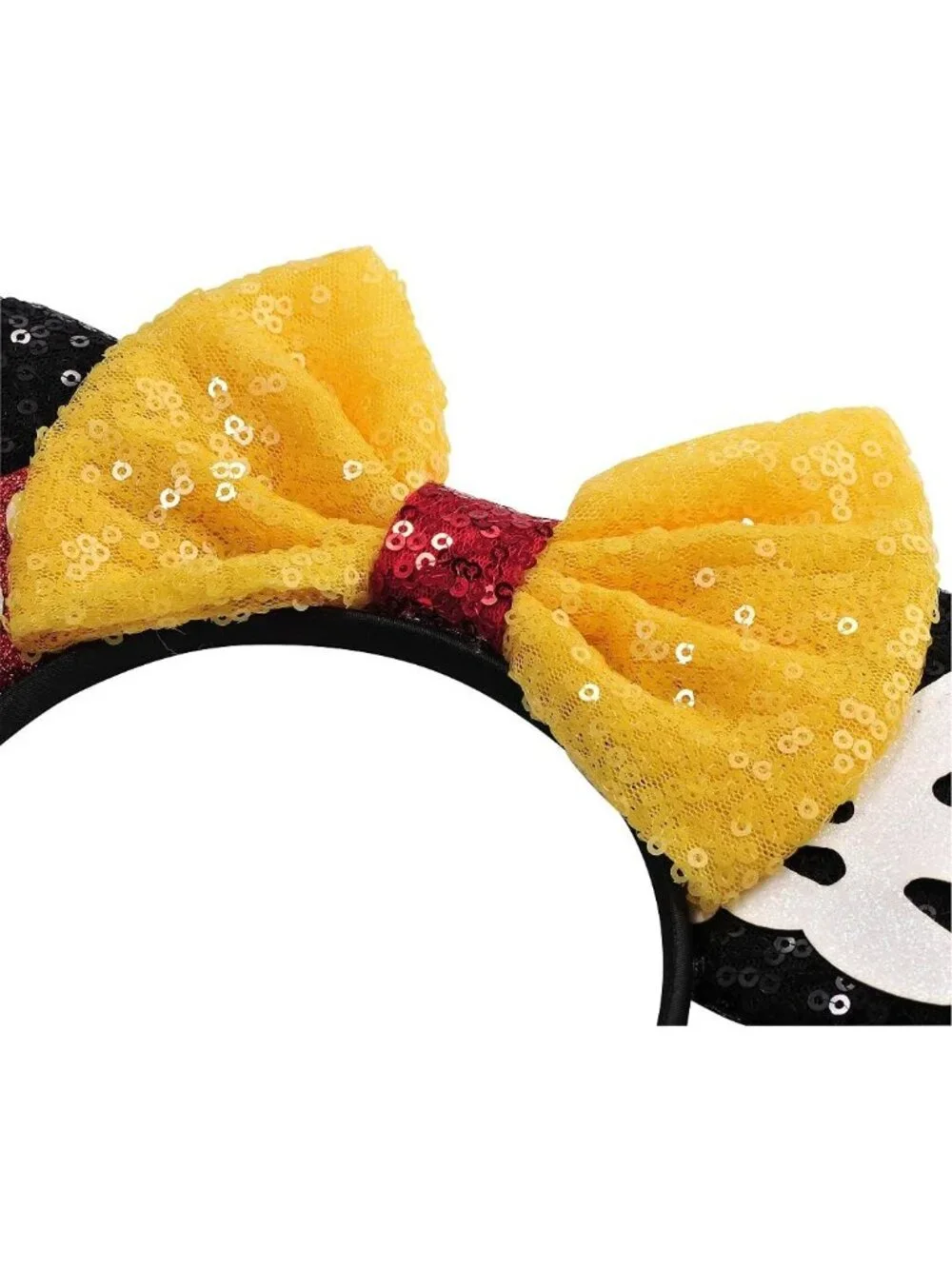 Women Yellow Bow08 Sequin Handmade Mickey Mouse Headband 2 Pieces